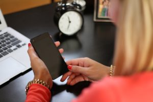 woman phone computer